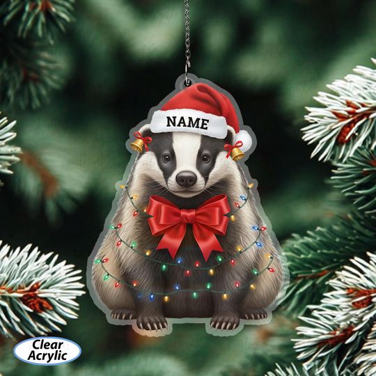 Discover American Badge Custom Name Ornament, Festive Badge Ornament With Light, Animal Ornament For Nature Lover, Unique Badge Tree Decor, MYB780