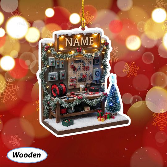 Discover Personalized Electrician Workshop Ornament, Workshop Ornament For Men, Ornament For Electricians Or Builders, Man Cave Christmas Gift,MYB776
