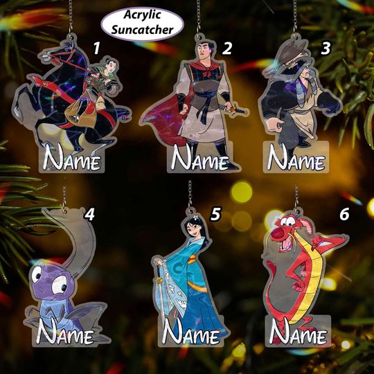 Discover Customized Mulan Princess Xmas Ornament, Mulan Characters Ornament, Mulan Li Shang Mushu Shan Yu Cri-kee, Disney Christmas Ornament, VTB451