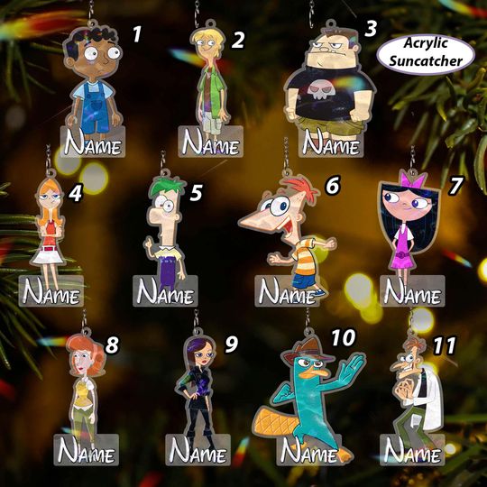 Discover Phineas And Ferb Personalized Ornament, Perry Platypus Kids Ornament, Doofenshmirtz Baljeet Candace, Disney Christmas Party Decor, VTB480