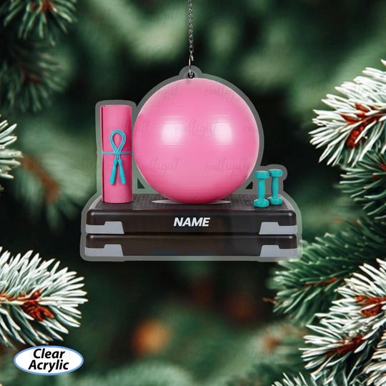Discover Exercise Yoga Set Ornament With Name, Custom Name Workout Ornament, Yoga Studio Christmas Decoration, Exercise Enthusiast Gift Idea, MYB789