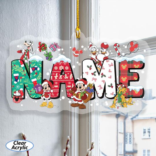Discover Customized Mickey Santa Friends Ornament, Mickey Minnie Snowy Ornament, Christmas Disney Family Name Ornament Disney Cozy Holiday Tree Decor