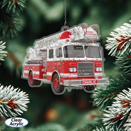 Discover Custom Fire Truck Ornament With Lights, Custom Ladder Truck Ornament, Fire Department Holiday Decor, Firefighter Appreciation Gifts, MYB804