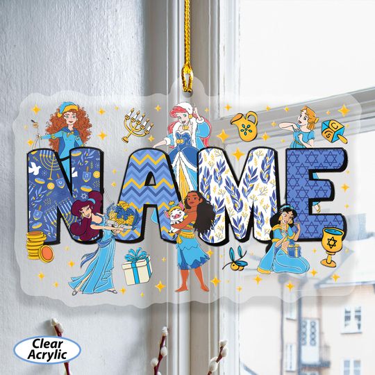 Discover Personalized Princess Chrismukkah Ornament, Merida Ariel Jasmine Moana, Disney Holiday Jewish Home Decor, WDW Happy Hanukkah Girls Keepsake