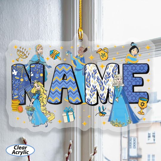 Discover Custom Princess Hanukkah Tree Ornament, Elsa Anna Tiana Mulan Rapunzel, Princess Jewish Girls Ornament, Disney Festival Of Lights Home Decor