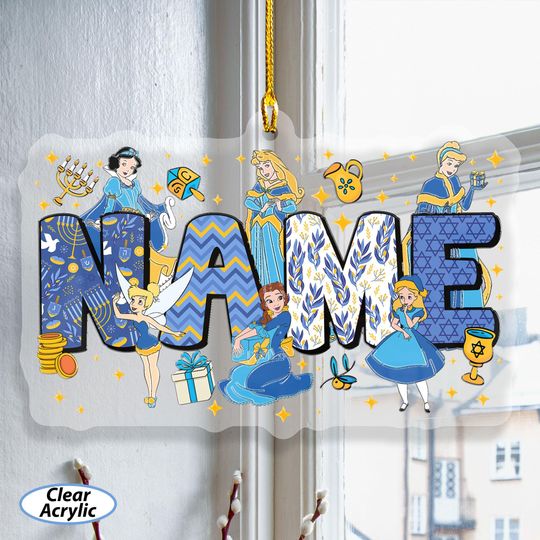 Discover Customized Princess Happy Hanukkah Ornament, Belle Cinde Aurora Snow White, Princess Chrismukkah Keepsake, Disney Jewish Holiday Decor