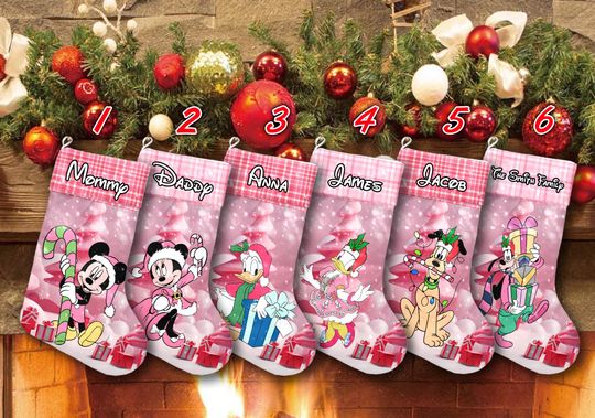Discover Custom Mickey And Friends Christmas Stocking, Mickey Mouse Christmas Stockings, Disney Mickey And Friends Christmas Socks Home Decoration