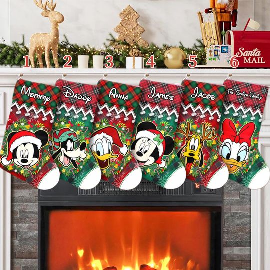 Discover Happy Mickey And Friends Head Xmas Stocking, Mickey Mouse Christmas Stockings, Happy Mickey Christmas Socks Home Decoration