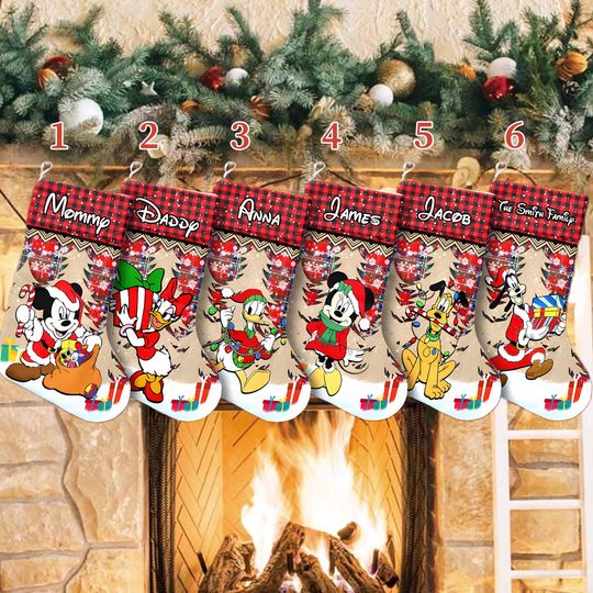 Discover Custom Mickey And Friends Xmas Stocking, Mickey Mouse Christmas Stockings, Disney Mickey Cartoon Christmas Socks Home Decoration