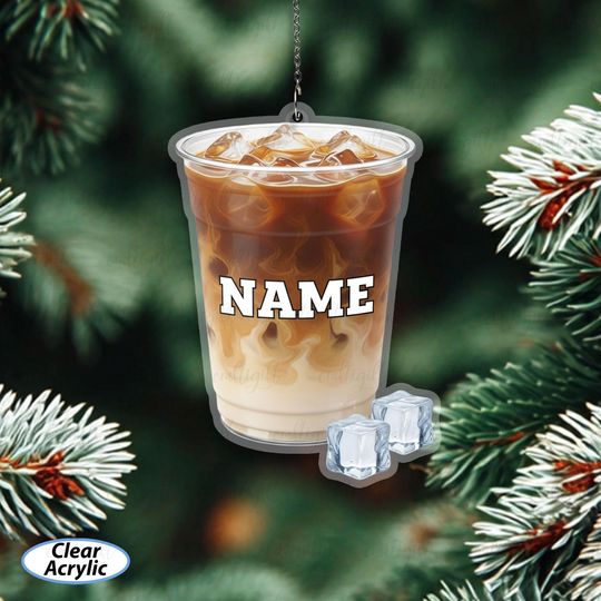 Discover Customized Coffee Cup Christmas Ornament, Iced Latte Holiday Ornament, Cold Drink Lover Ornament, Coffee Enthusiast Tree Decoration, MYB651