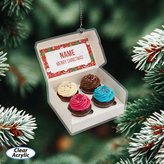 Discover Personalized Cupcake Box Ornament With Name, Cupcake Christmas Tree Ornament, Sweet Treats Ornament For Tree, Gift For Dessert Lover, MYB652