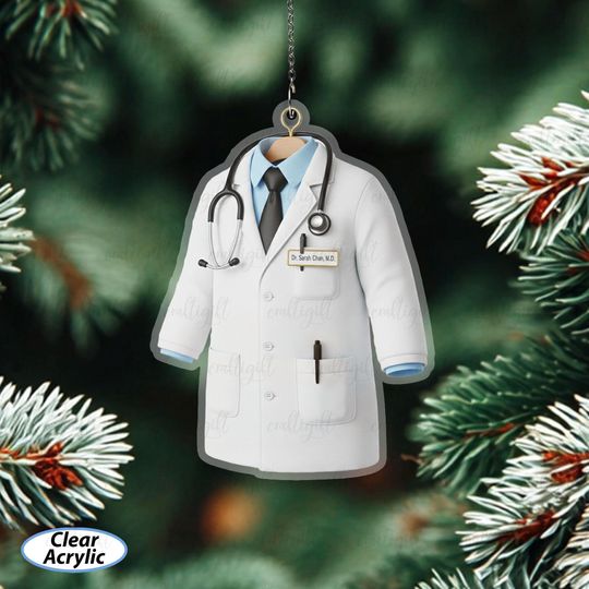 Custom Doctor Coat Christmas Ornament, Physician Ornament For Medical Students, White Coat Ceremony Ornament, Doctor Graduation Gift, MYB687
