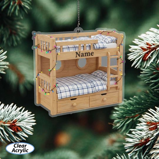 Discover Custom Name Bunk Bed Christmas Ornament, Boy And Girl Shared Room Ornament, Double Bed Ornament For Children, Bunk Bed Gift For Kids, MYB692