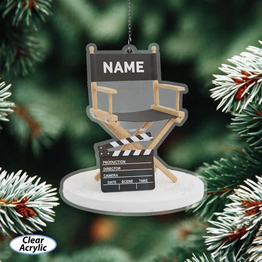 Personalized Name Director Chair Ornament, Filmmaker Ornament For Xmas Tree, Movie Set Director Ornament, Film Lover Holiday Decor, MYB670