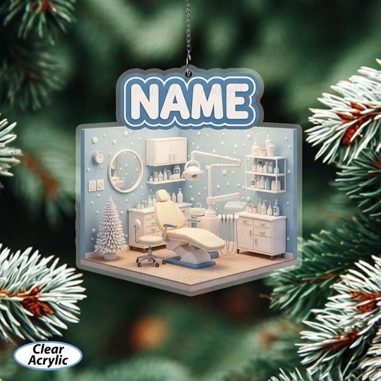 Discover Personalized Name Dentist Office Ornament, Dental Chair Ornament For Dentist, Dental Team Ornament For Hygienist, Dental Clinic Decor,MYB666