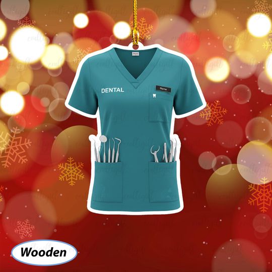 Discover Customized Name Dental Scrub Ornament, Dentist Uniform Ornament With Tools, Dentist Ornament For Hygienist, Dentist Christmas Gifts, MYB665