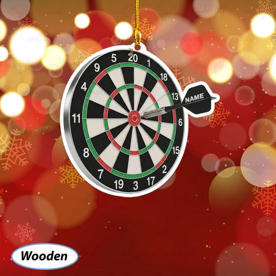 Dartboard Christmas Ornament With Custom Name, Bullseye Target Ornament For Him, Darts Fan Holiday Decoration, Unique Gift For Gamer, MYB658