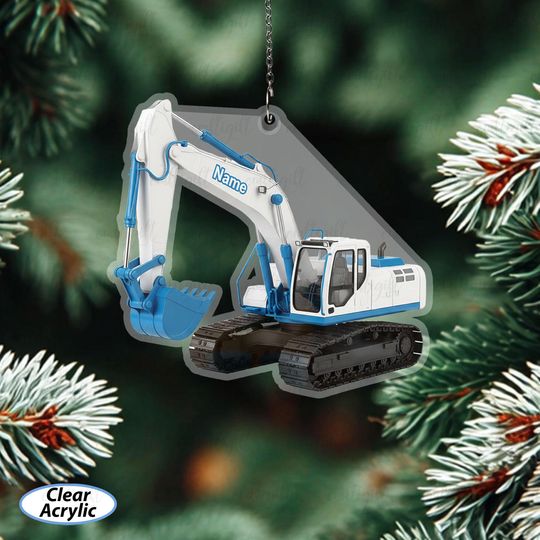 Discover Crawler Excavator Ornament With Custom Name, Unique Excavator Ornament For Him, Construction Worker Ornament, Builder Christmas Gift, MYB644
