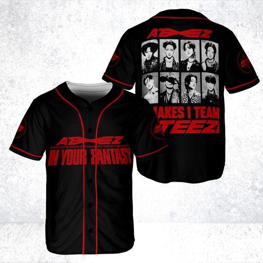 Ateez World Tour 2025 In Your Fantasy Unisex Jersey, Ateez Baseball Jersey Ateez Tour Merch