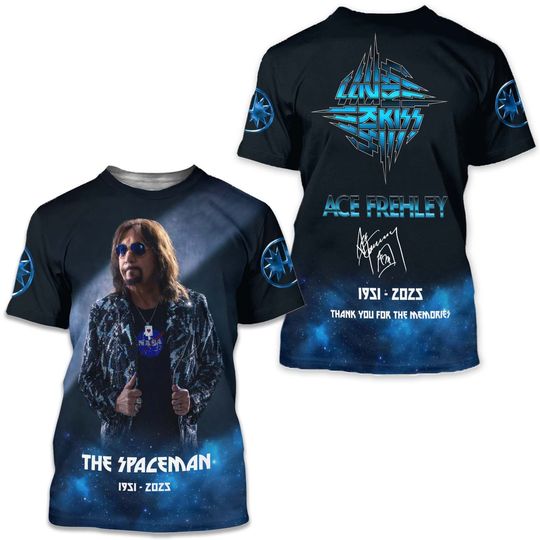 Ace Frehley 1951–2025 Band Shirt 3D All Over Print Rock Tribute Tee