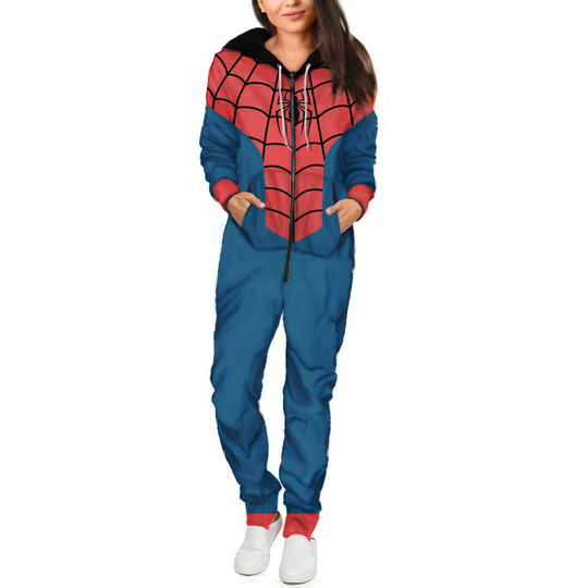 Marvel Comics Classic Spiderman Costume Hooded Jumpsuit | Sleep Pajama