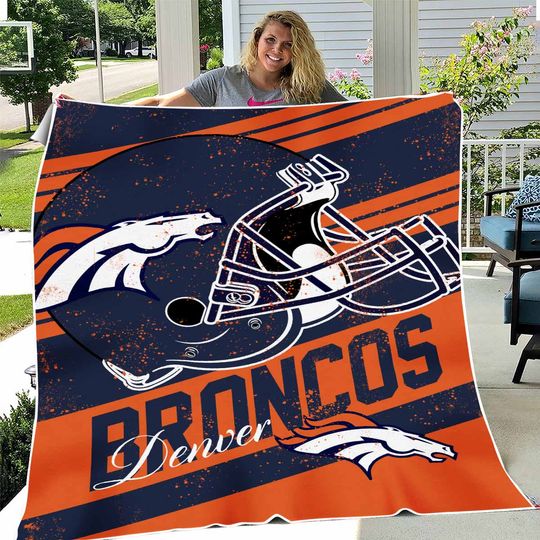 Denver Football Broncos Deep Slant Micro Raschel Solf Throw Blanket