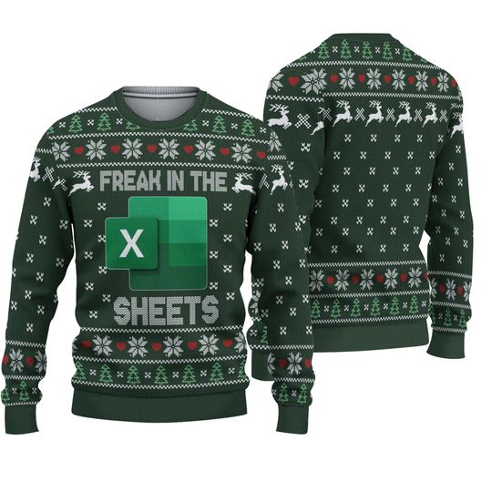 Freak In The Sheets Ugly Sweater, Excel Xmas Sweater, Accounting Funny Sweater, Employee Christmas Sweatshirt, Gift Idea For Coworker