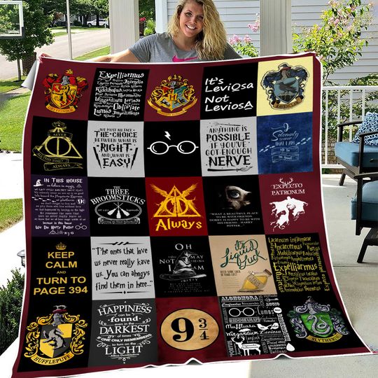 Harry Potter Sherpa Fleece Blanket, Harry Potter Blanket, Harry Potter Quilt, Christmas Blanket, Personalized Blanket, Christmas Gifts