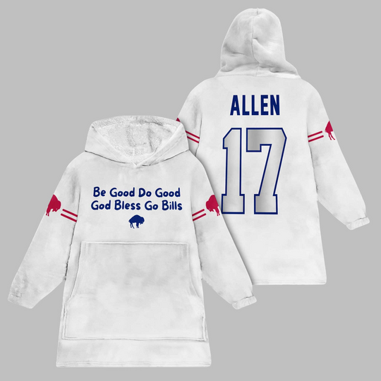 Discover 2025 Bills Josh Allen 17 Blanket Hoodie