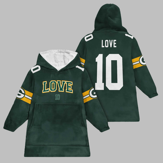 Discover 2025 GB Packers Jordan Love 10 Blanket Hoodie