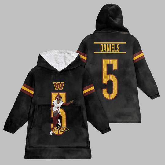 Discover 2025 Jayden Daniels 5 Commanders Blanket Hoodie