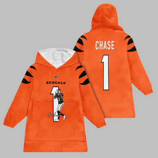 Discover 2025 Bengals Chase 1 Blanket Hoodie