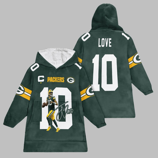 Discover 2025 Jordan Love 10 Packers Blanket Hoodie