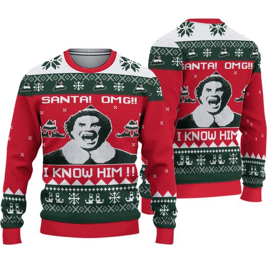 The Elf Ugly Christmas Knit Sweater, Funny Movie Holiday Sweater Men Women