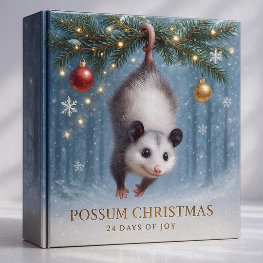 Discover Possum Christmas Advent Calendar 2025 | 24 Days of Joy Critter Gift | Mini Collectible Possum Ornaments Cute