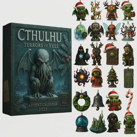 Discover Cthulhu Terrors of Yule Advent Calendar 2025 | Lovecraftian Horror Countdown Gift | 24 Mini Collectible Ornaments