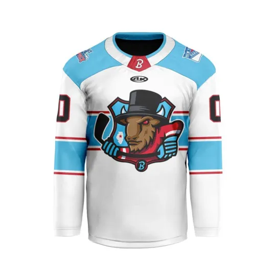 Personalized Bloomington Bison Men's Hockey Jersey White Fan Gift