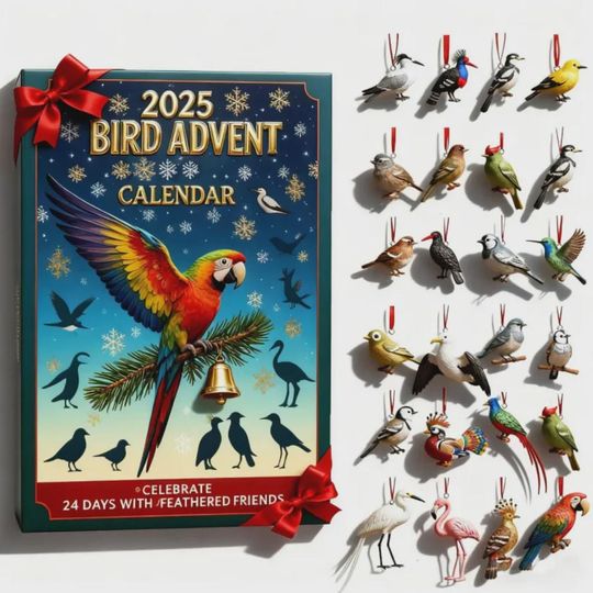 Discover Bird Advent Calendar 2025, 24 Days with Feathered Friends Countdown Gift, Mini Collectible Ornaments Nature