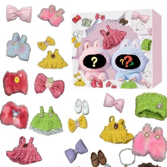 Labubu Blind Box Doll Clothes Advent Calendar, Christmas Countdown Advent Calendar Gift Box With 24pcs