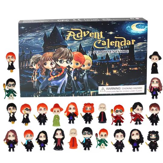 Christmas 2D Advent Calendar, Harry Potter Blind Box Dolls 24 Days Xmas Countdown Calendar Figure Kit Kids Surprise Gift Mystery Box