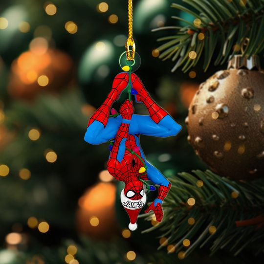 Discover Personalized Spiderman Christmas Ornament, Custom Kid Spidey Ornament, Birthday Boy Gift, Spidey Xmas Ornament, Superhero Ornament