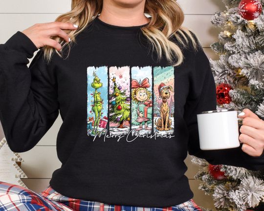 Discover Grin Tree Christmas Sweatshirt  Funny Mean Guy Xmas Jumper, Green Guy Christmas