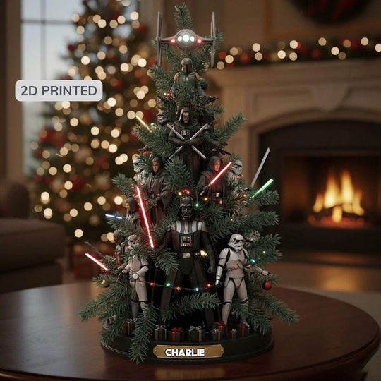 Discover Personalized Space Wars Acrylic Plaque, Spaceship Christmas Tree Desk Plaque Gift, Christmas Outerspace Decor Gift ipatustw00223