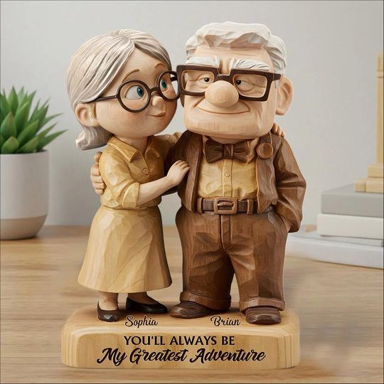 Personalized Carl Ellie Old Couple Acrylic Plaque, You Are My Greatest Adventure Flat Sign, Wedding Anniversary Gift