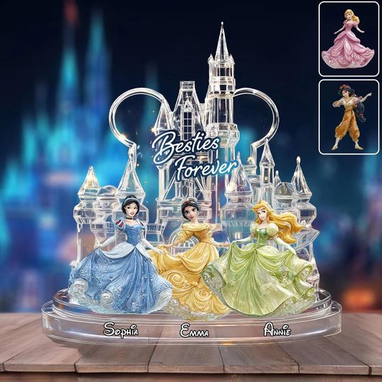 Discover Personalized Princess with Castle Acrylic Plaque, Bestie Forever Crystal Plaque, Cartoon Princess Sign Plate, Gift for Friends ipatudsn20615