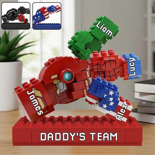 Discover Personalized Superhero Fist Bump Dad Acrylic Plaque, Daddy's Team Flat Desk Plaque Gift for Father's Day, Hero Movie Fan Decor ipatufth00295