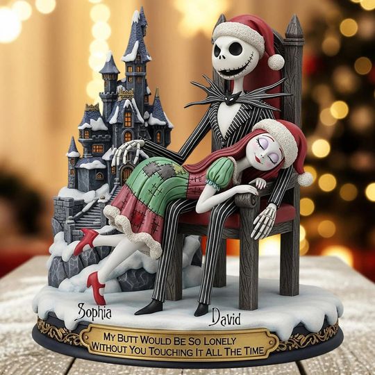 Discover Personalized Nightmare Skeleton Couple Acrylic Plaque, Funny Christmas Jack Sally Flat Plaque for Anniversary, Intimate Gift ipatujak00270