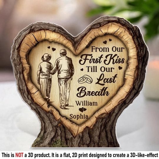 Personalized Heart Acrylic Plaque  Rustic Tree Design Gift for Couple, Custom Names Anniversary Keepsake, Wedding or Valentines Day Decor