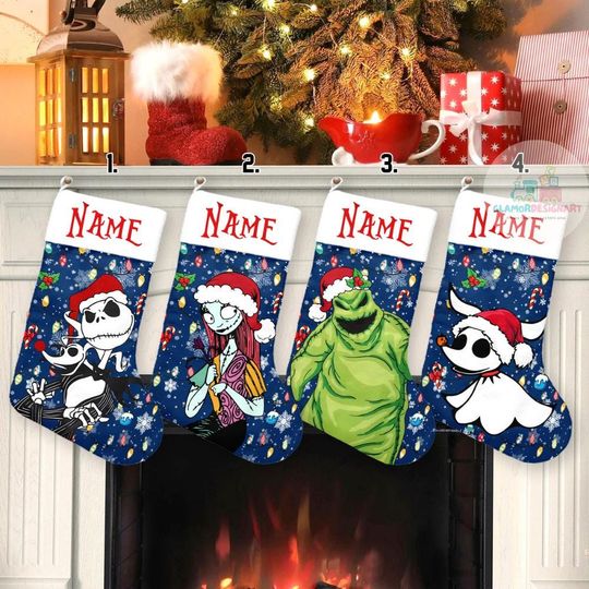 Personalized Nightmare Before Christmas Stockings, Oogie Boogie Sally Jack Christmas Stocking, Christmas Socks Family Christmas Stockings