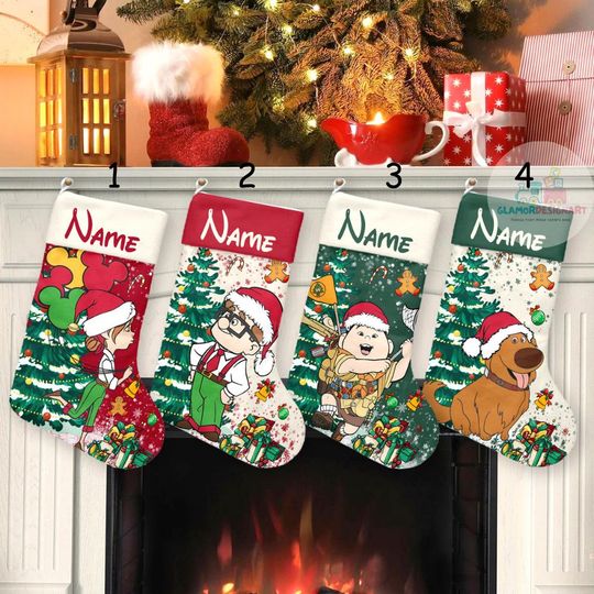 Discover Personalized Up Christmas Stockings, Disney Family Christmas Gifts, Carl Ellie Stockings, Custom Family Christmas Stockings Up Xmas Stocking